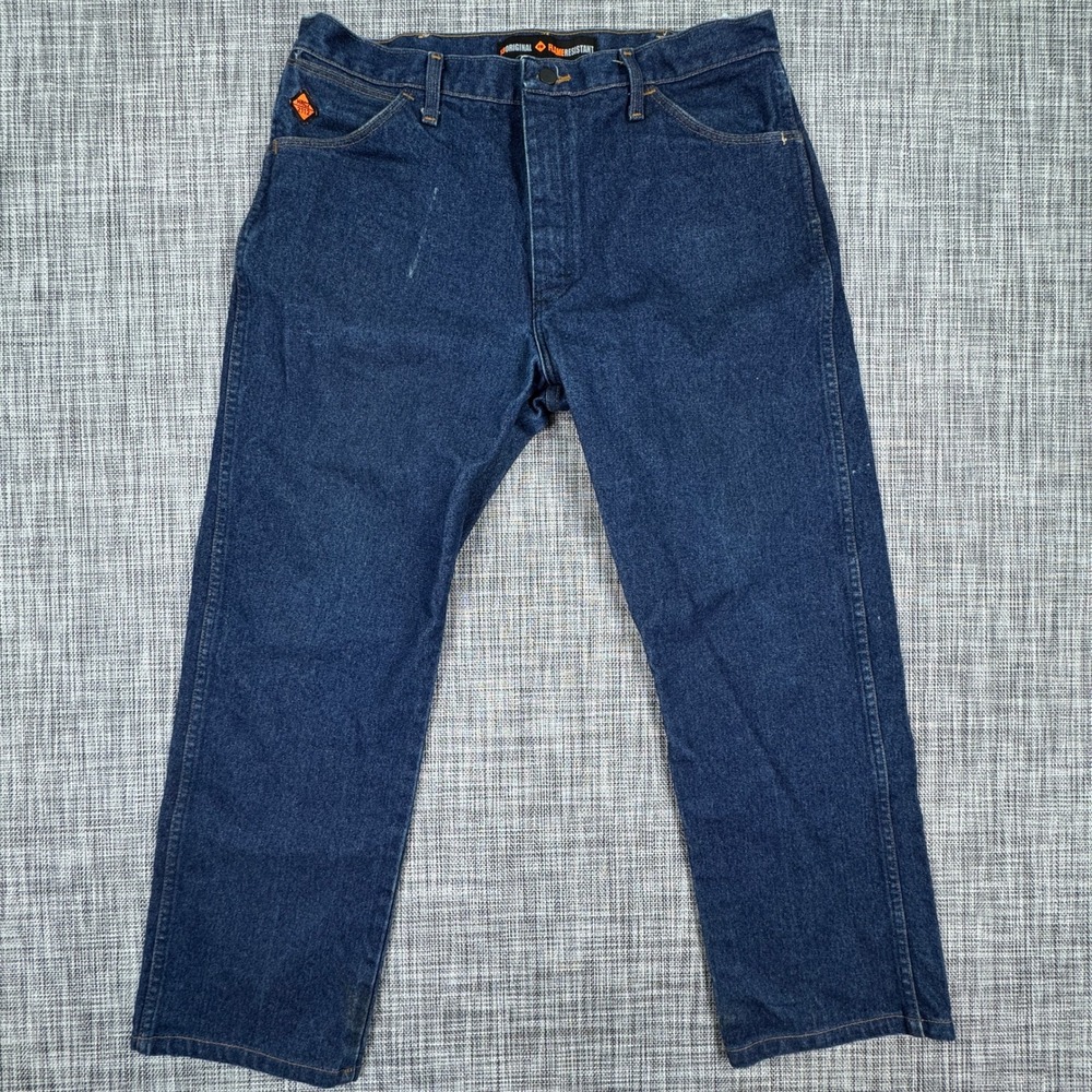 Wrangler Men FR Flame Resistant 13MWZ Cowboy Cut Jeans Blue Denim 36x30 Workwear